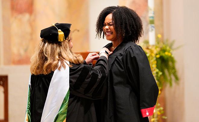 Nursing student at pinning ceremony